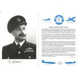 Flight Lieutenant Geoffrey Stevens signed 7x5 black and white photo in uniform complete with bio