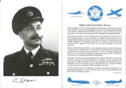 Flight Lieutenant Geoffrey Stevens signed 7x5 black and white photo in uniform complete with bio