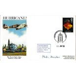 Grp Capt Hugh Dundas DSO DFC 616 Squadron signed FDC Hurricane PM Cambridge Philatelic Counter 11