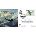 Wing Commander Gordon L Sinclair OBE DFC signed 60th Anniversary of the Spitfire in RAF Squadron