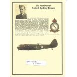 2nd Aircraftsman Robert Sydney Brown signature piece. WW2 RAF Battle of Britain pilot. Set into