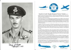 Squadron Leader Douglas Benjamin Fletcher Nicholls DFC AE signed 7x5 black and white photo in