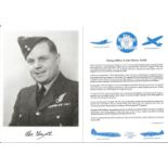 Flying Officer Leslie Henry Smith signed 7x5 black and white photo in uniform complete with bio