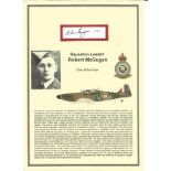 Squadron Leader Robert McGugan signature piece. WW2 RAF Battle of Britain pilot. Set into superb