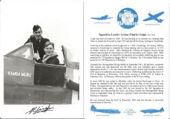 Squadron Leader Arthur Charles Leigh DFC DFM signed 7x5 black and white photo in uniform complete
