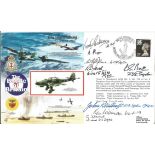 World War II FDC RAFA3 Cover 50th Anniv Battle of Britain Signed 7 Pilots, Crew Signed by 7 Battle