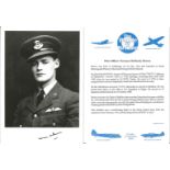 Pilot Officer Norman McHardy Brown signed 7x5 black and white photo in uniform complete with bio