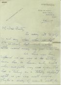 World War Two Pilot Officer Roy Mottram's COPY OF ORIGINAL letter to section officer 'Bunty' Nash,