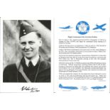 Flight Lieutenant Eric Gordon Parkin signed 7x5 black and white photo in uniform complete with bio
