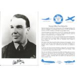 Warrant Officer Peter Hutton Fox signed 7x5 black and white photo in uniform complete with bio card.
