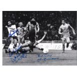 Joe Corrigan, Ricky Villa and Keith Burkinshaw Tottenham Signed 16 x 12 inch football photo. Good