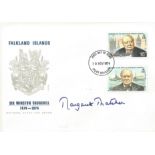 Margaret Thatcher signed 1974 Winston Churchill Falklands Islands FDC. Good Condition. We combine