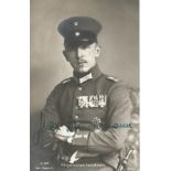 Great War first fighter ace Max Immelmann signed 6 x 4 b/w portrait photo. Max Immelmann (21