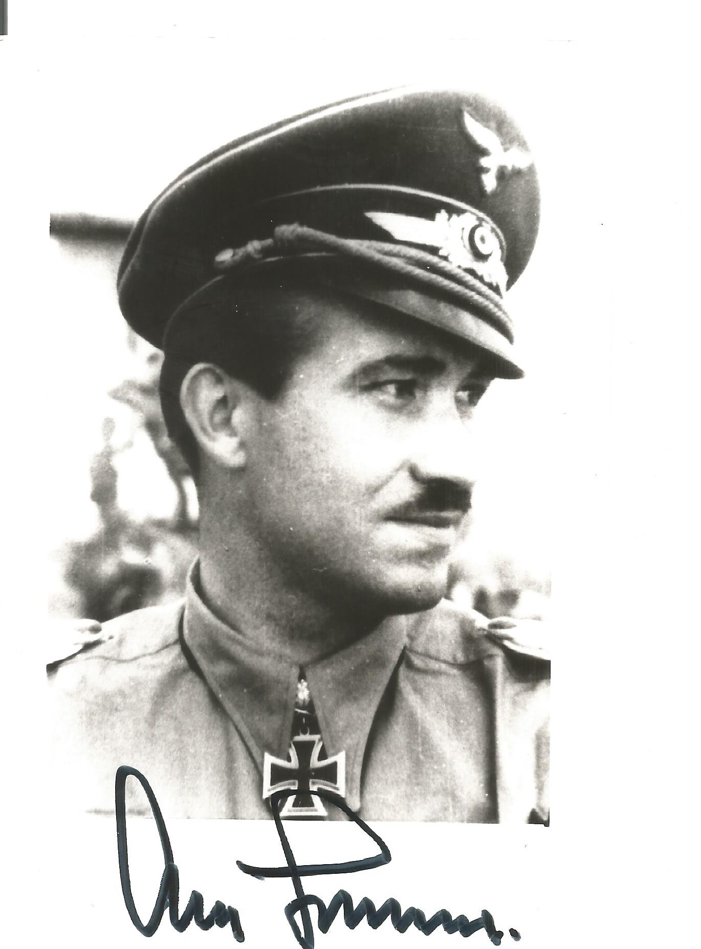 WW2 Gen Adolf Galland KC signed 6 x 4 b/w portrait photo. Good Condition. We combine postage on