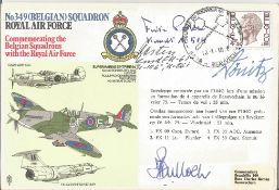 WW2 Uboat commanders multiple signed RAF 349 sqn Spitfire cover. Signed by Admiral Karl Donitz, Capt
