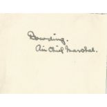 WW2 Air Chief Marshall Sir Hugh Dowding signed small white page. Air Chief Marshal Hugh Caswall