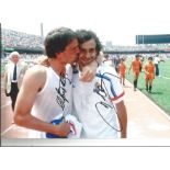 Marco Tardelli and Michel Platini Italy Signed 12 x 8 inch football photo. Good Condition. We