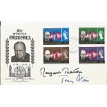 Margaret Thatcher and Tony Blair signed 1966 Winston Churchill Falklands Islands FDC. Good