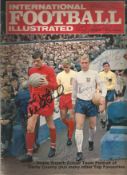 Vintage football Illustrated magazine signed to front page by many top players including Bobby