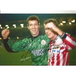 Alan Shearer and Tim Flowers Southampton Signed 12 x 8 inch football photo. Good Condition. We