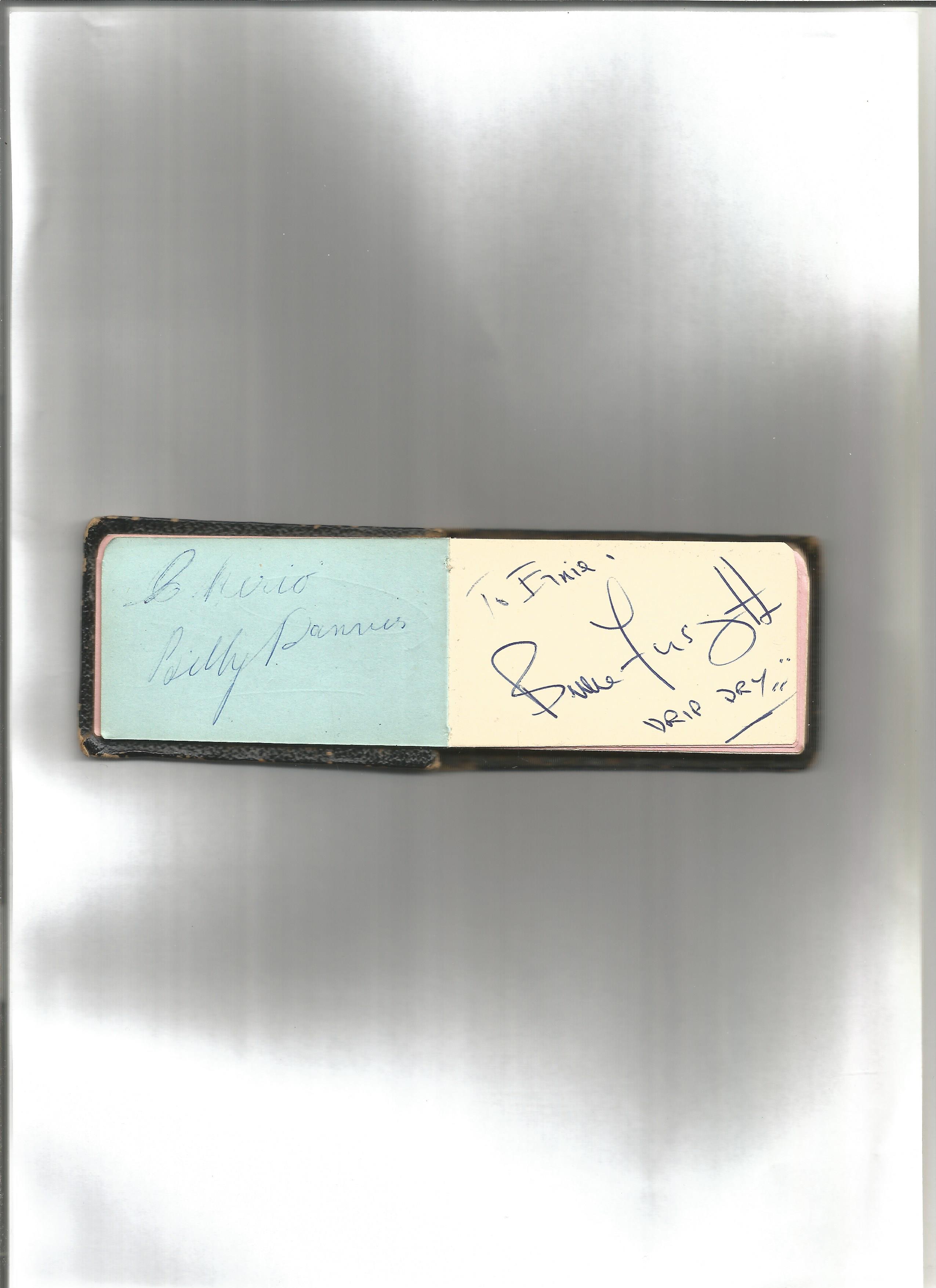 Vintage 1950's entertainment autograph book. Includes signatures of GH Elliott, Norman Wisdom, Max