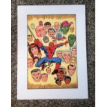 Spiderman 15x11 mounted colour print signed by creator Stan Lee. Good Condition. All autographs