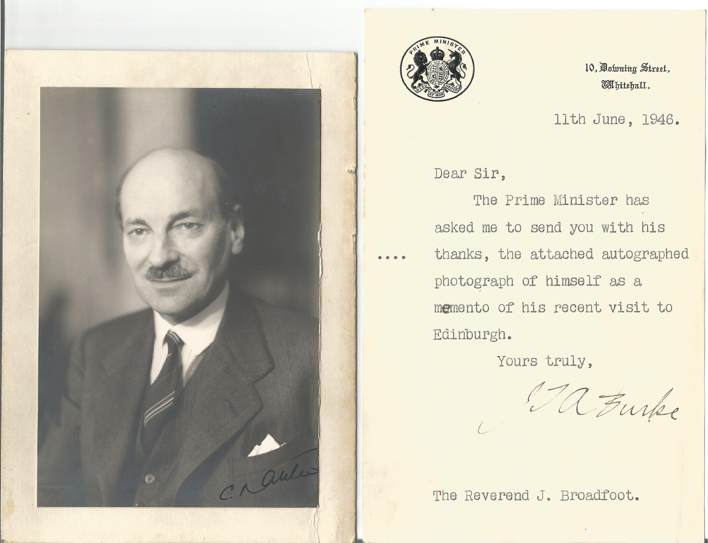 Clement Atlee signed photo. Good Condition. All autographs are genuine hand signed and come with a