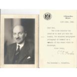 Clement Atlee signed photo. Good Condition. All autographs are genuine hand signed and come with a