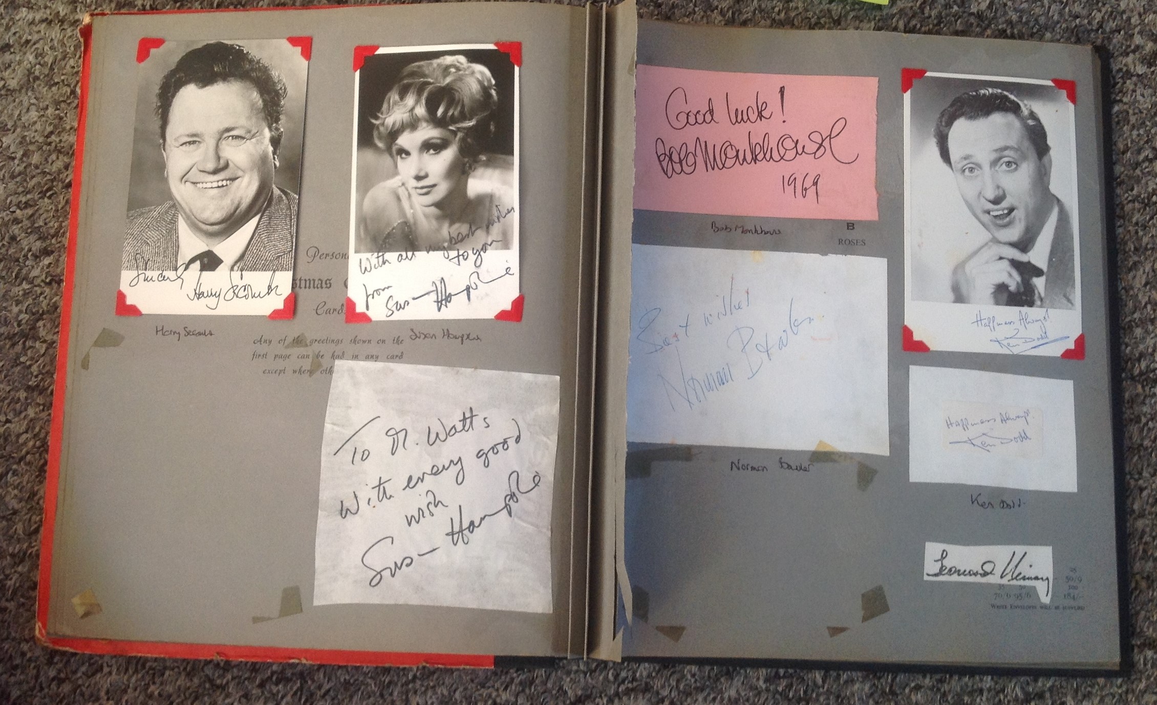 Assorted signature collection in scrapbook. Signatures on assortment of photos, album pages, clipped - Image 5 of 6