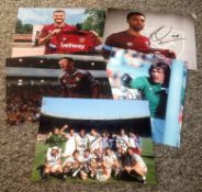 West Ham football collection 5 signed photos includes Ryan Fredericks , Aaron Cresswell, Andriy