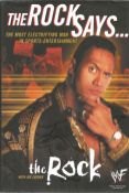 The Rock Dwayne Johnson signed hardback book titled The Rock Says signature on the inside title