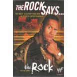 The Rock Dwayne Johnson signed hardback book titled The Rock Says signature on the inside title