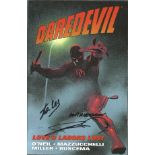 Marvel softback book Daredevil Loves Labors Lost signed on the cover by creator Stan Lee and artists