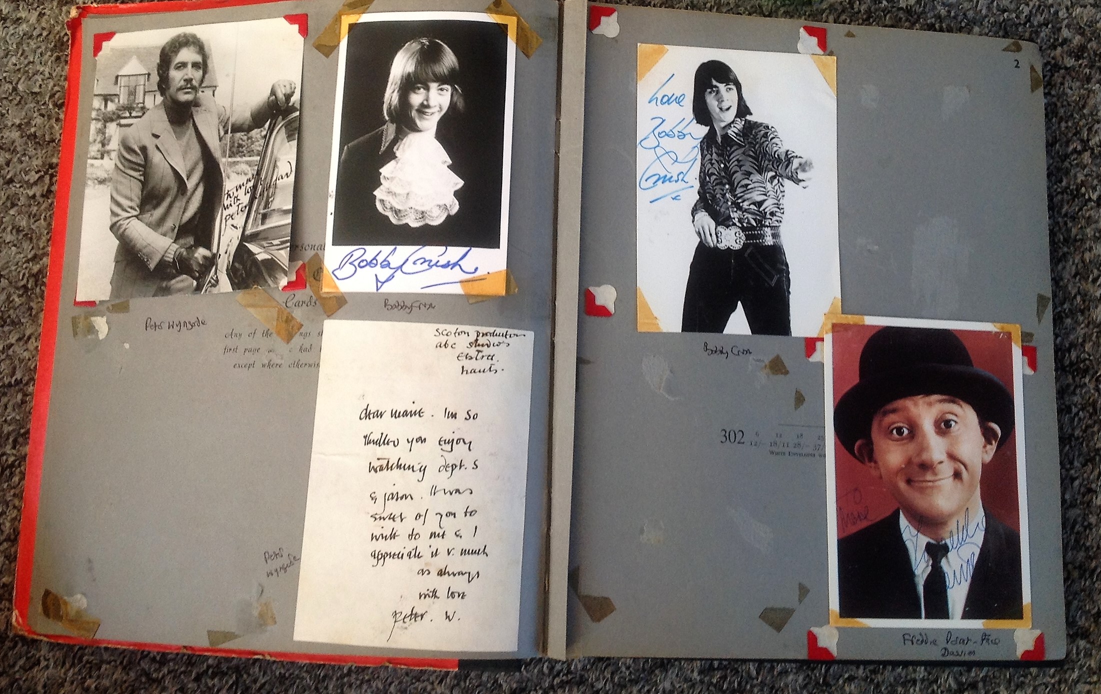 Assorted signature collection in scrapbook. Signatures on assortment of photos, album pages, clipped - Image 2 of 6