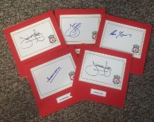 Football collection 5 Liverpool 8x8 mounted signature pieces signatures include legends Joey