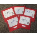 Football collection 5 Liverpool 8x8 mounted signature pieces signatures include legends Joey