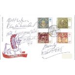 Kenneth Williams, Jon Pertwee and one other signed Christmas 1976 FDC. Good Condition. All