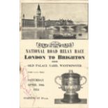 Vintage programme National Road Relay Race London to Brighton 1954 signed signatures unknown. Good