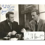 Donald Sinden signed 10x8 black and white photo. Also has Gerald Harper signature stuck to photo.