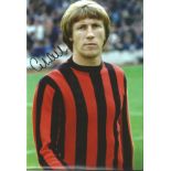 Colin Bell signed 12x8 colour photo pictured while playing for Manchester City. Good Condition.