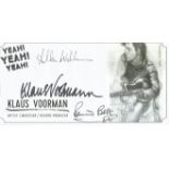 Beatles commemorative Yeah Yeah Yeah envelope signed by Klaus Voormann, Allan Williams and Pete