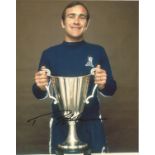 Ron Harris signed 10x8 colour photo pictured with the Fairs Trophy while at Chelsea. Good Condition.