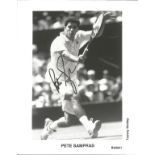 Pete Sampras signed 5x4 black and white photo. Good Condition. All autographs are genuine hand