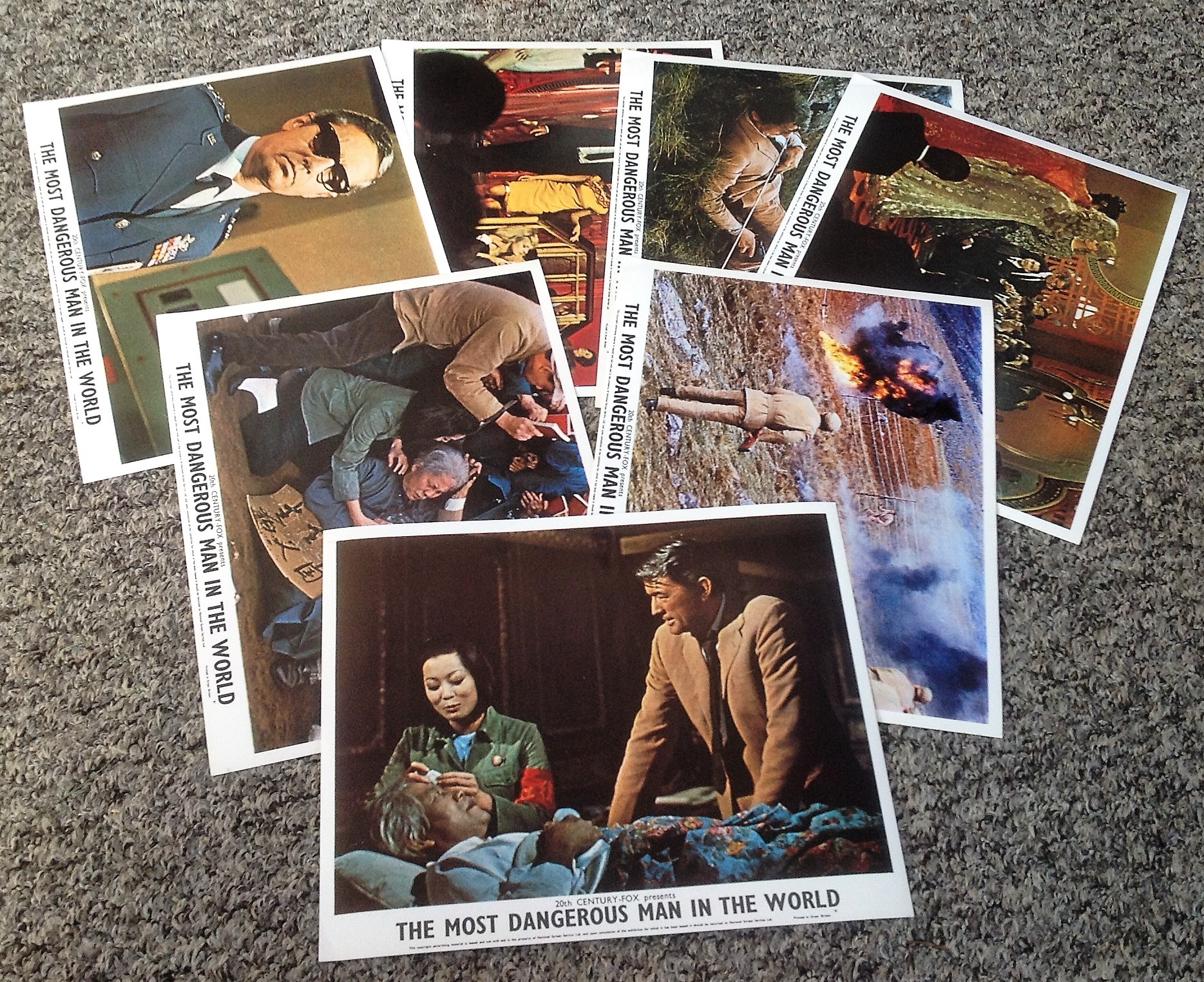 Lobby Card Collection set of 8 from 1969 action thriller movie The Most Dangerous Man in the world