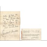 Clementine Churchill printed ALS giving thanks for donations. Good Condition. All autographs are