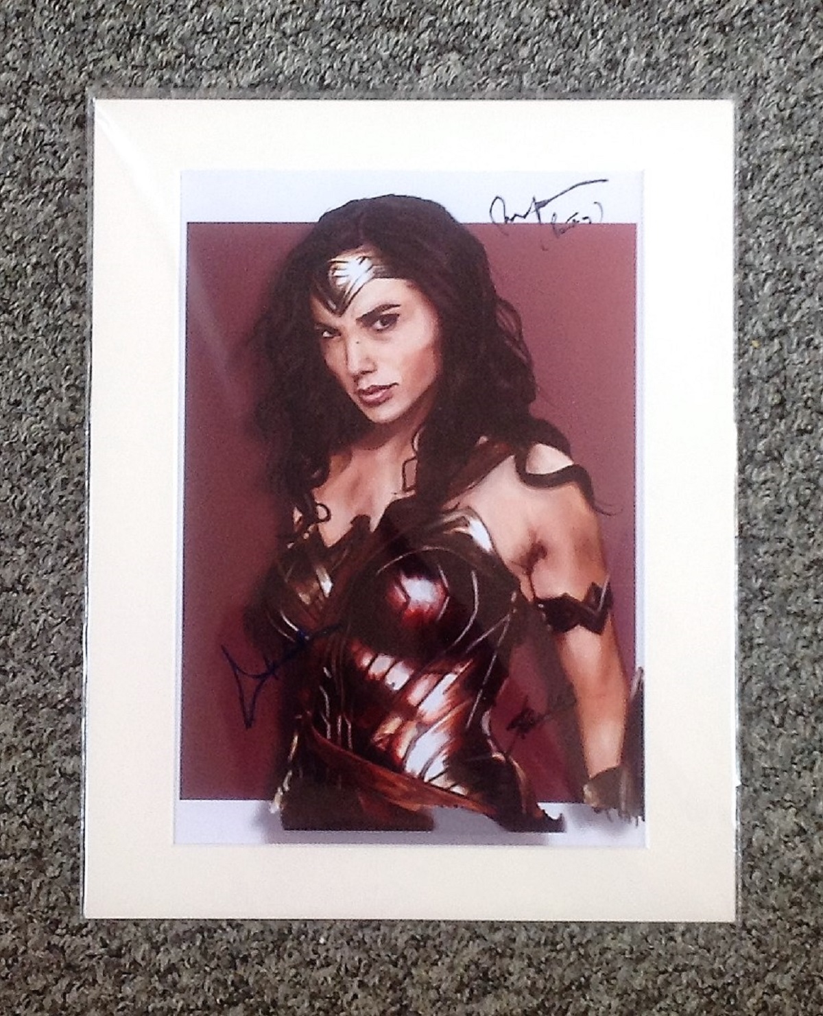 Wonder Woman signed 16x12 mounted animation signed by creator Stan Lee, Patty Jenkins and one other.