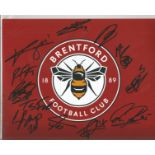 Brentford F. C. 2020 Squad Signed 8x10 Club Crest Photo. Good Condition. All autographs are