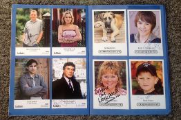 Signed photo collection in scrapbook. Among the signatures are Denise Welch, Tom Courtenay, Kate