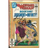 DC Comic Wonder Woman Book One Judgment in Infinity signed on the cover by Wonder woman Lynda