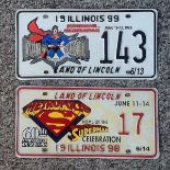 Superman metal sign collection. 2 included. Good Condition. All autographs are genuine hand signed